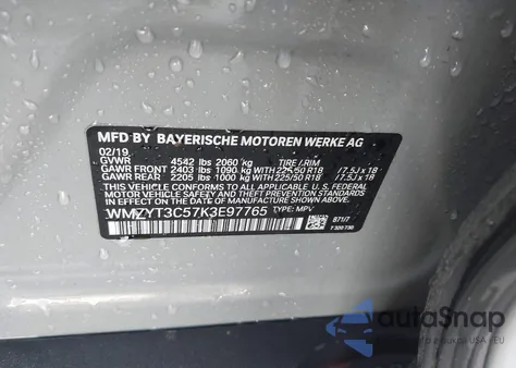 2019 Mini Countryman Cooper S из США, поврежденный, VIN WMZYT3C57K3E97765